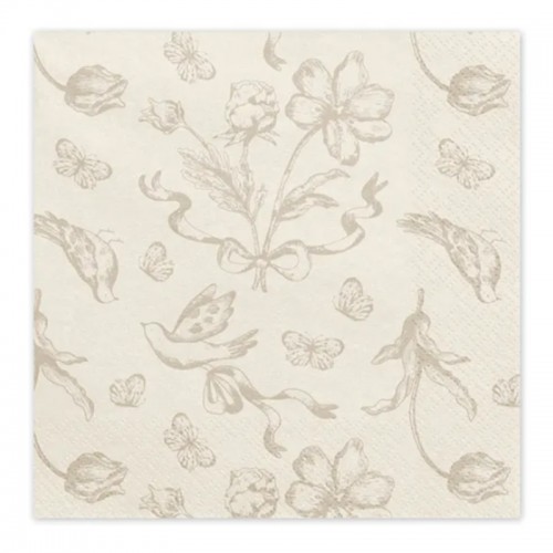 Guardanapos Bege Flores